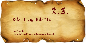 Kállay Béla névjegykártya