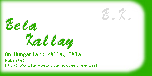 bela kallay business card